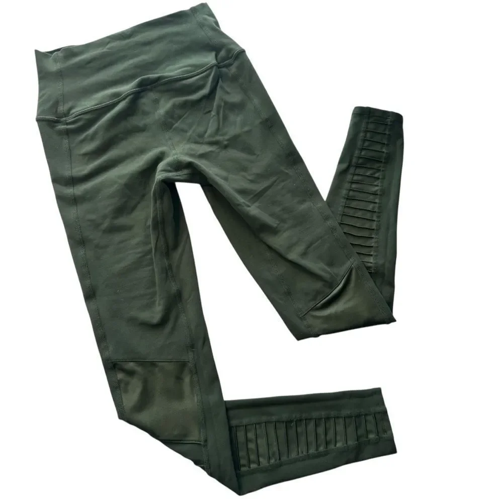 ALO High-Waist Moto Legging full length army green XS